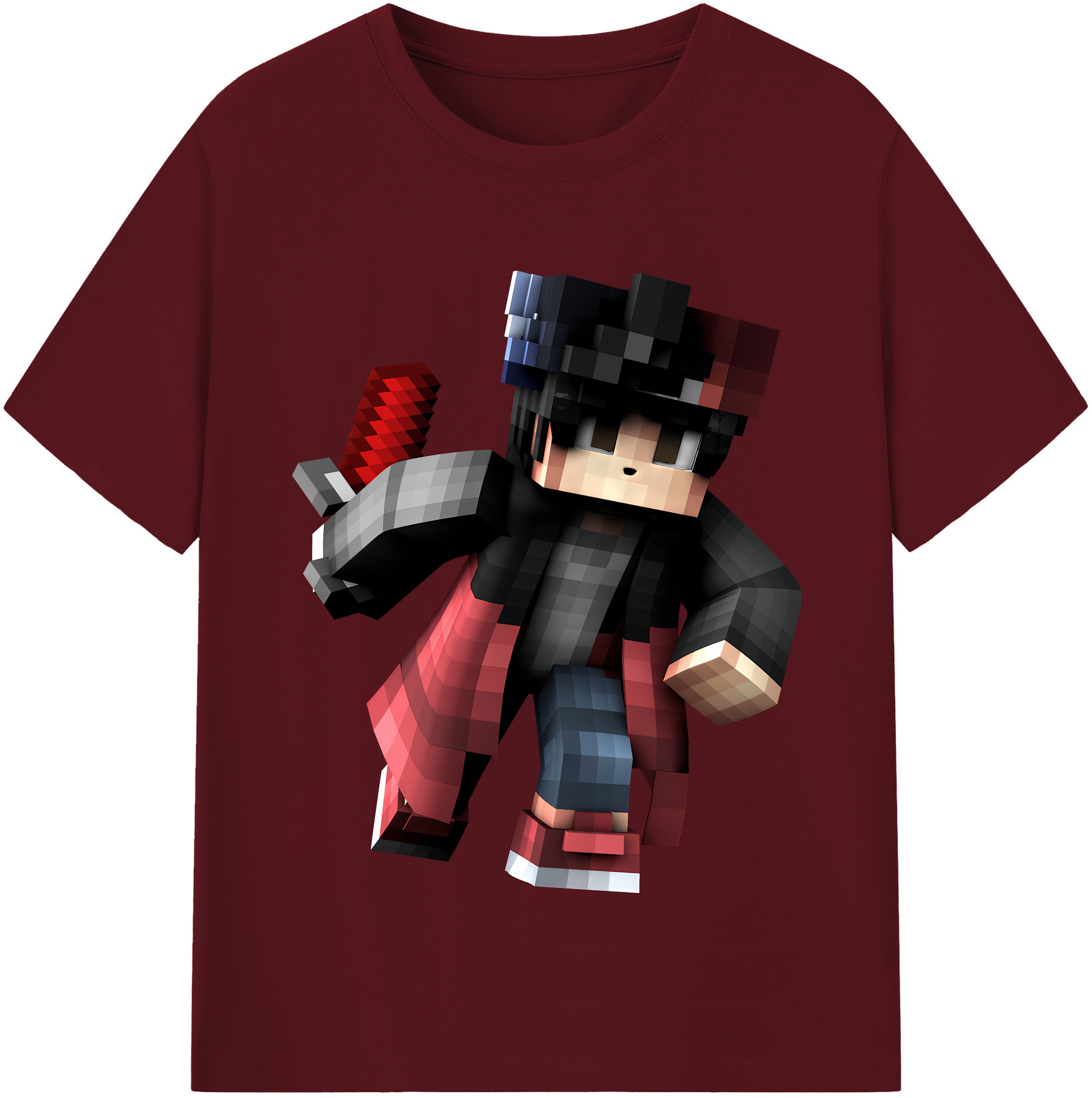（画像用） マインクラフト ブロックの世界 Minecraft MC Block world 綿100％半袖Tシャツ（フロントプリント）